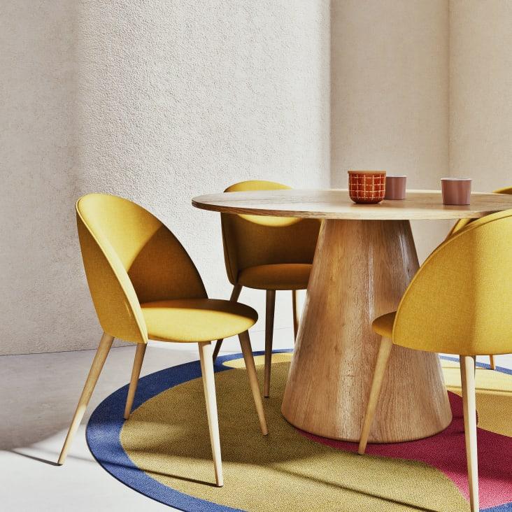 Maisons Du Monde Mauricette - Silla De Comedor Vintage De Acero Y Tela Reciclada Color Ocre