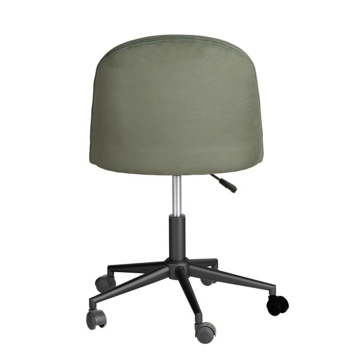 Maisons Du Monde Mauricette - Silla De Escritorio Ajustable En Altura De De Terciopelo Verde Con Ruedas