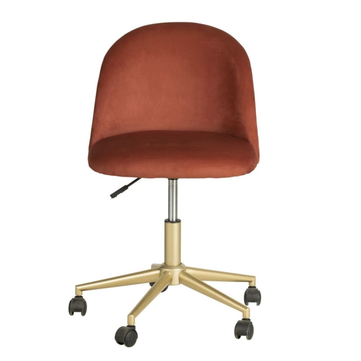 Maisons Du Monde Mauricette - Silla De Escritorio Ajustable En Altura De De Terciopelo Terracota Con Ruedas