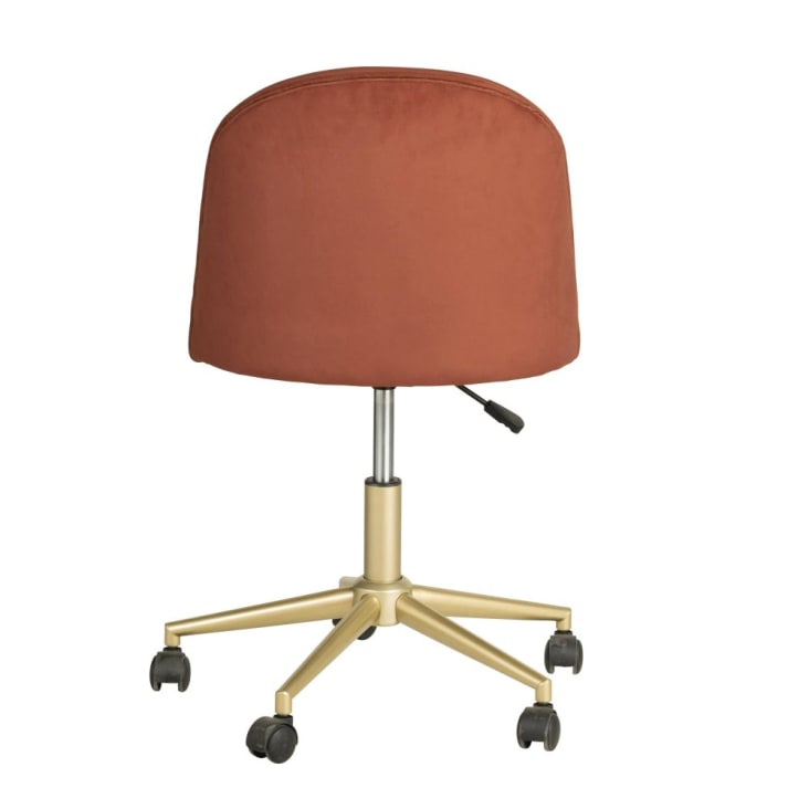 Maisons Du Monde Mauricette - Silla De Escritorio Ajustable En Altura De De Terciopelo Terracota Con Ruedas