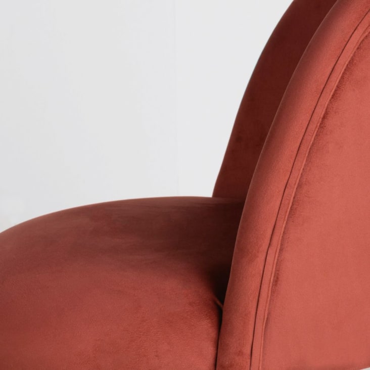 Maisons Du Monde Mauricette - Silla De Escritorio Ajustable En Altura De De Terciopelo Terracota Con Ruedas