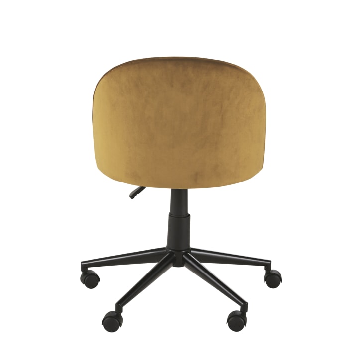 Maisons Du Monde Mauricette - Silla De Escritorio Ajustable En Altura De De Terciopelo Ocre Con Ruedas