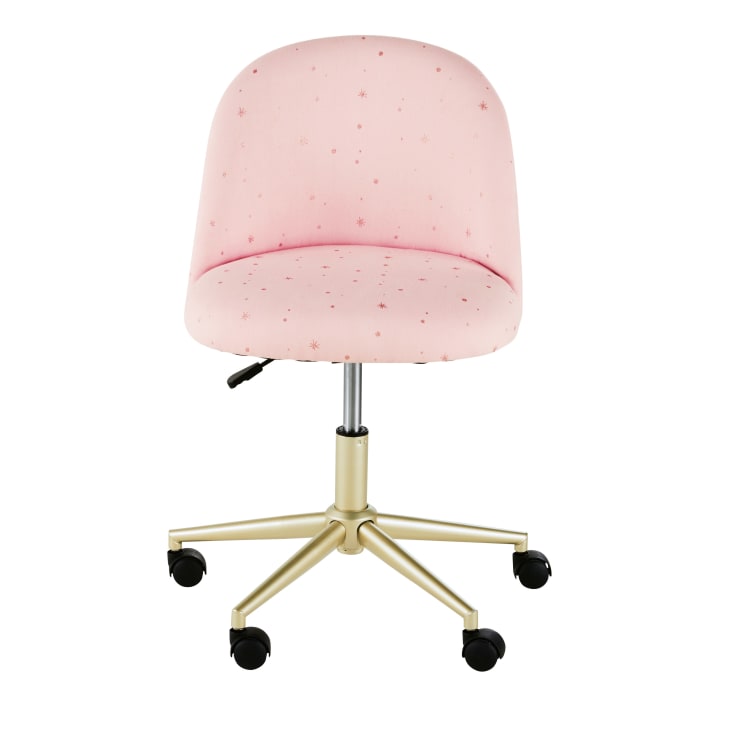 Maisons Du Monde Mauricette - Silla De Escritorio Infantil Regulable Con Ruedas En Latón Y Rosa