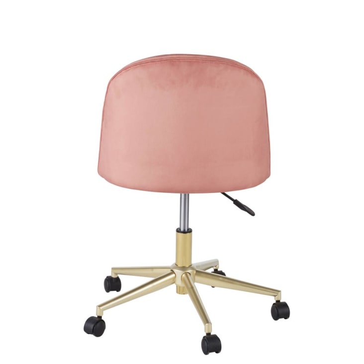 Maisons Du Monde Mauricette - Silla De Escritorio Vintage Con Ruedas De Terciopelo Rosa