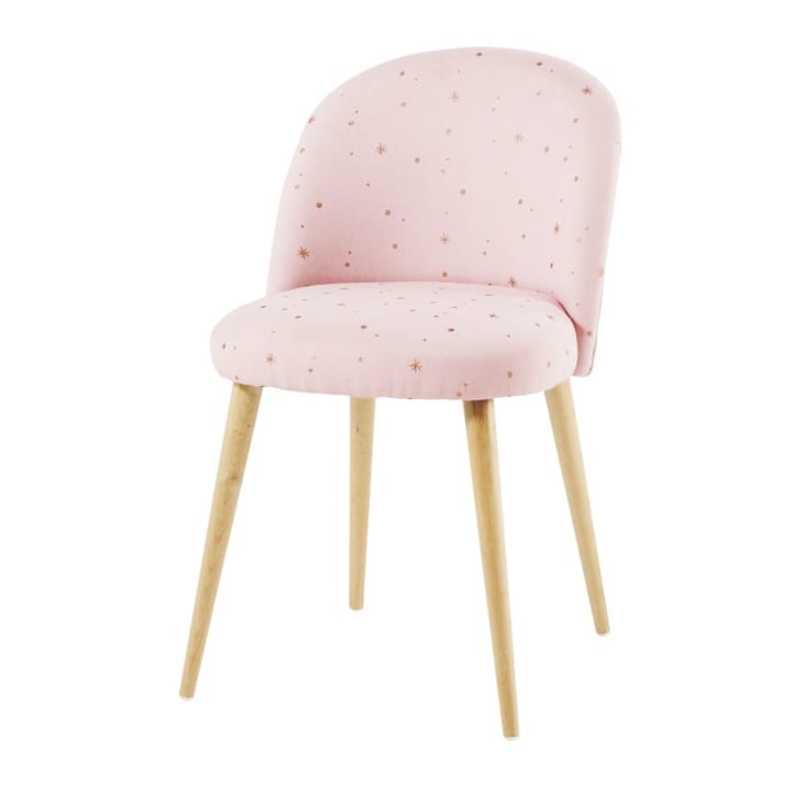Maisons du Monde Mauricette - Silla vintage rosa con estrellas doradas
