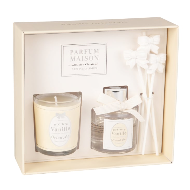 Maisons du Monde Medaillon - Estuche con vela perfumada 50g y difusor de aroma vainilla oriental 30ml