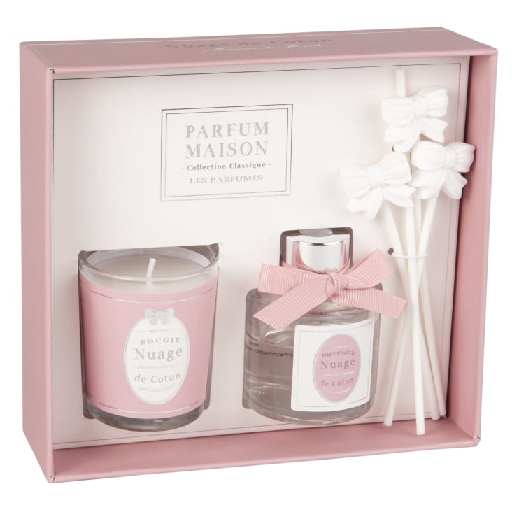 Maisons du Monde Medaillon - Juego de vela 50g y difusor de perfume Algodón 30 ml