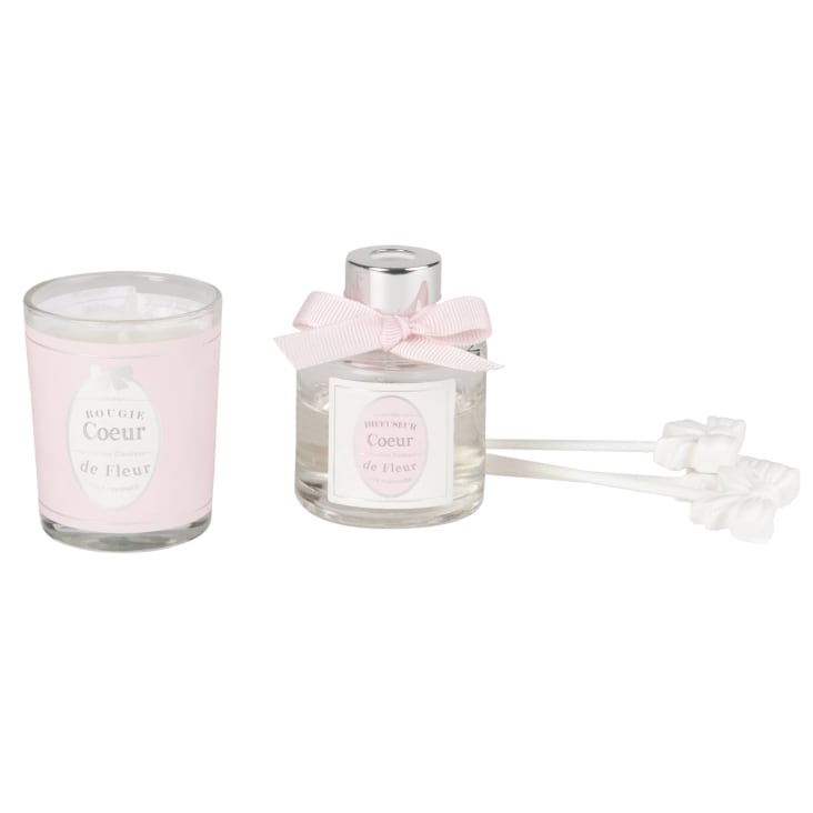 Maisons Du Monde Medaillon - Juego De Vela Perfumada 50g Y Difusor De Perfume Corazón De Flor 30ml