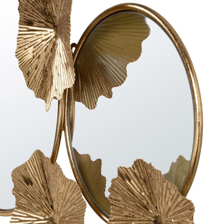 Maisons Du Monde Medea - Círculos De Metal Dorado Y Espejos Para Decorar La Pared 104x50 Cm