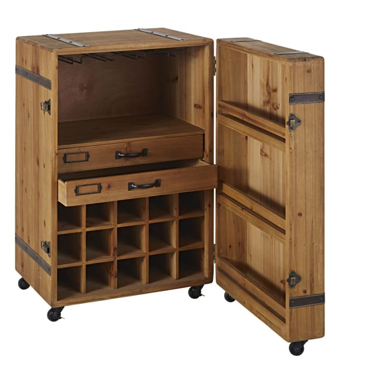 Maisons Du Monde MEDY - Minibar Con 2 Cajones Y Botellero Con Ruedas