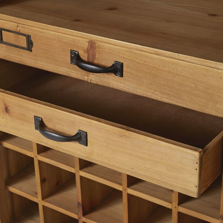 Maisons Du Monde MEDY - Minibar Con 2 Cajones Y Botellero Con Ruedas