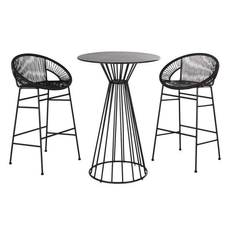 Maisons Du Monde Meknes Business - Mesa Redonda Alta Para Jardín Profesional De Acero Negro