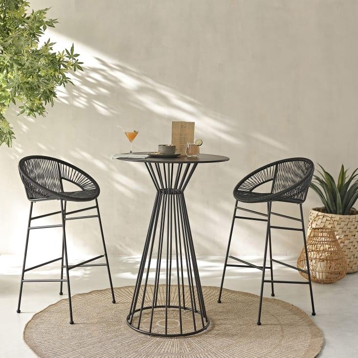 Maisons Du Monde Meknes Business - Mesa Redonda Alta Para Jardín Profesional De Acero Negro