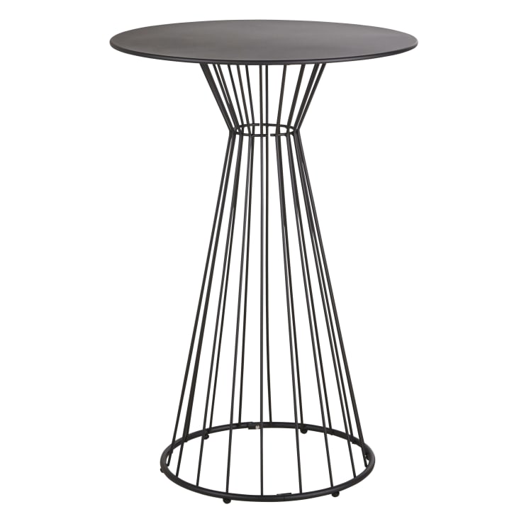Maisons du Monde Meknes Business - Mesa redonda alta para jardín profesional de acero negro