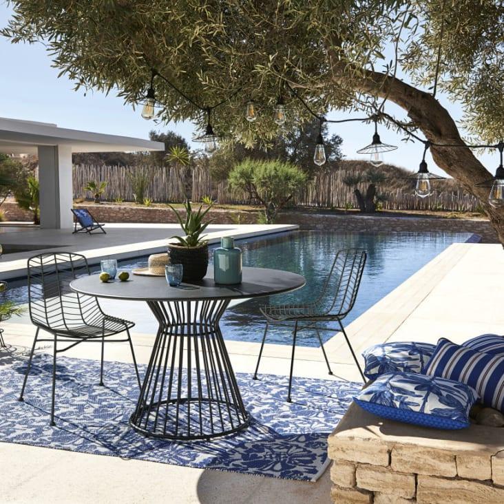 Maisons Du Monde Meknes - Mesa Redonda De Jardín De Metal Negro Mate Para 4 Personas D.121