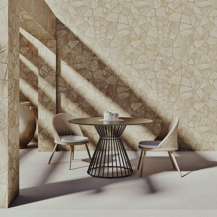 Maisons Du Monde Meknes - Mesa Redonda De Jardín De Metal Negro Mate Para 4 Personas D.121