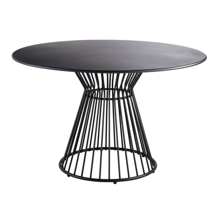 Maisons du Monde Meknes - Mesa redonda de jardín de metal negro mate para 4 personas D.121