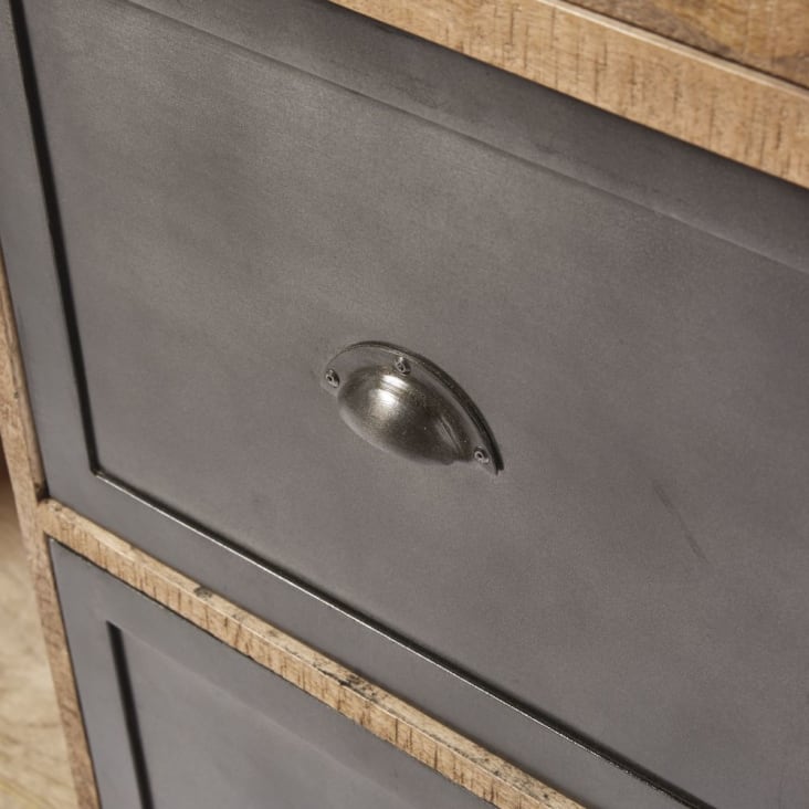 Maisons Du Monde Melchior - Isla Central De Mango Macizo Y Metal Gris