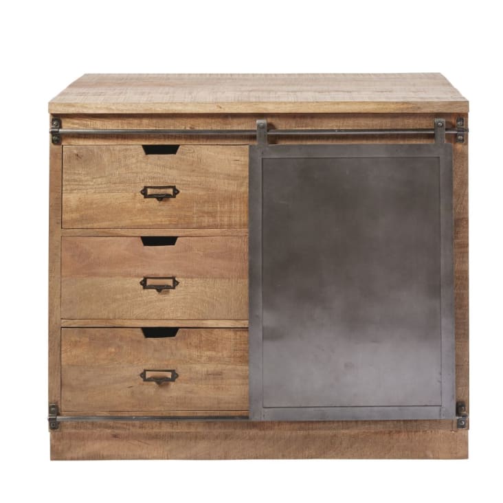 Maisons du Monde Melchior - Mueble bajo de cocina con 3 cajones y 1 puerta de mango macizo