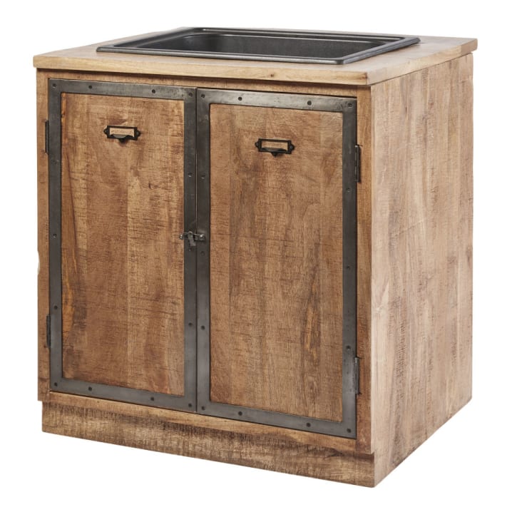 Maisons Du Monde Melchior - Mueble Bajo De Cocina Con Fregadero Con 2 Puertas De Mango Macizo