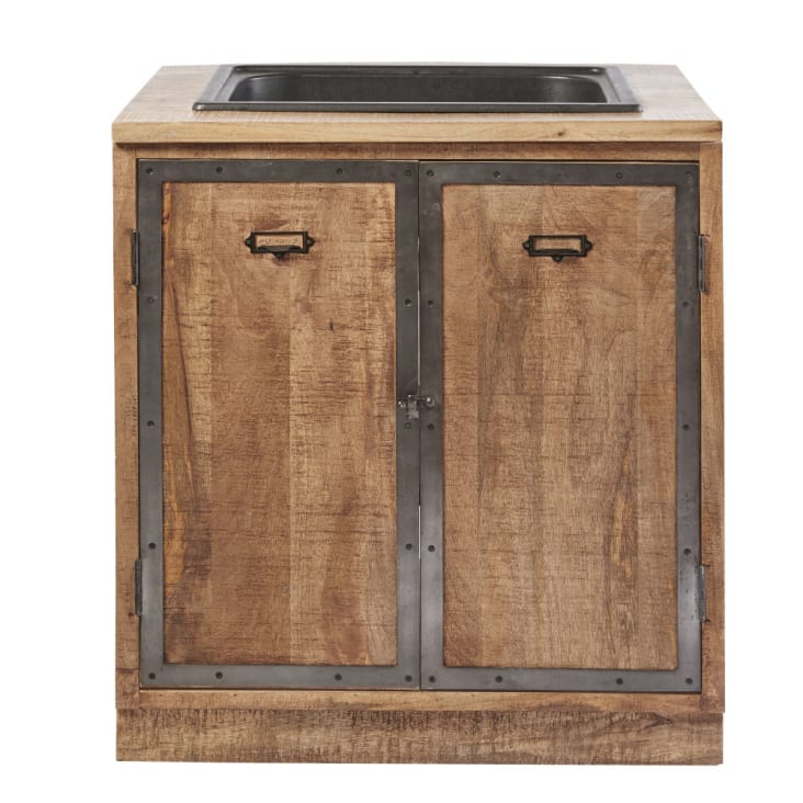 Maisons du Monde Melchior - Mueble bajo de cocina con fregadero con 2 puertas de mango macizo