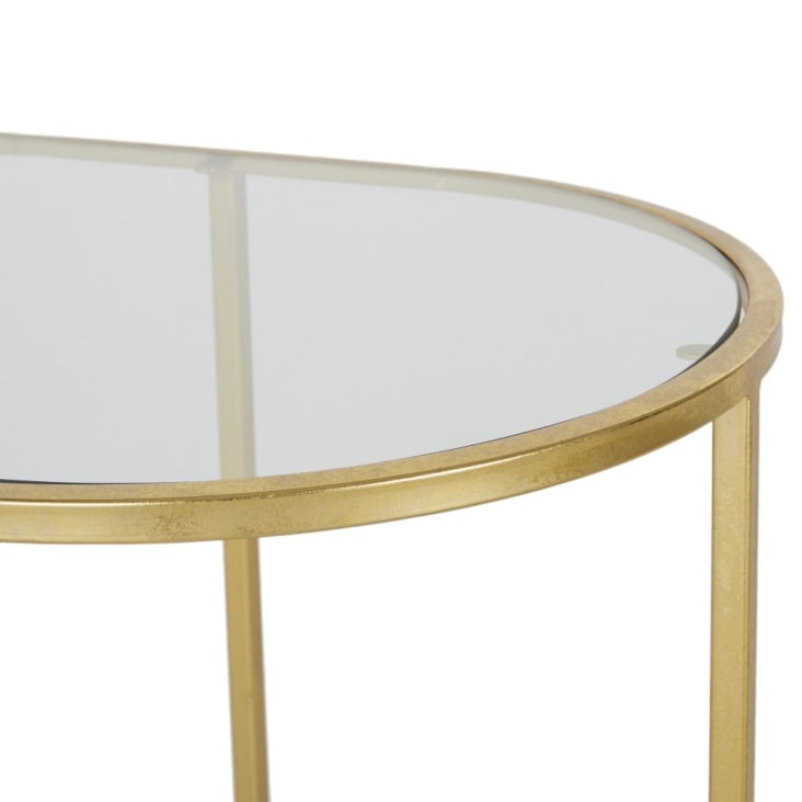 Maisons Du Monde MELENA - Mesas Auxiliares De Cristal Y Metal Dorado (x2)