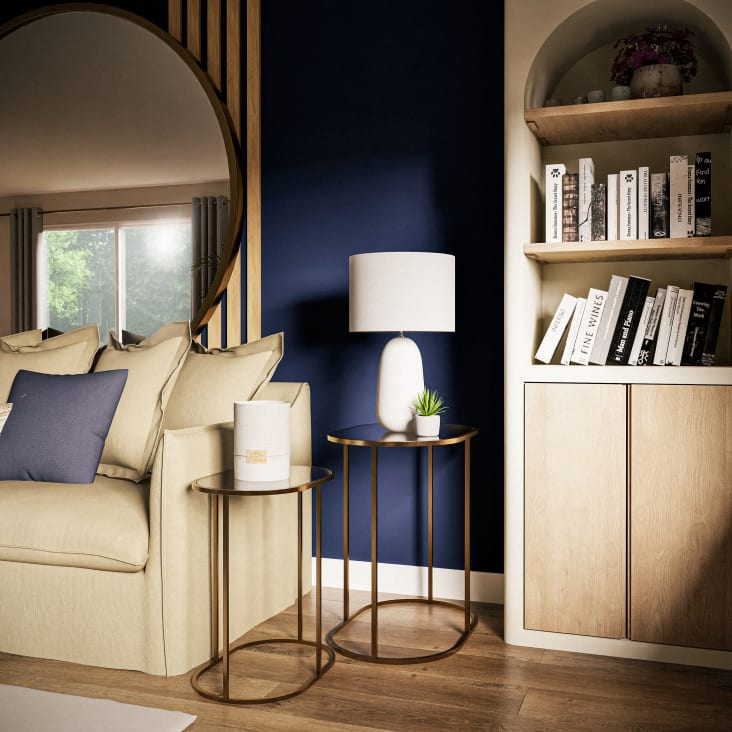 Maisons Du Monde MELENA - Mesas Auxiliares De Cristal Y Metal Dorado (x2)