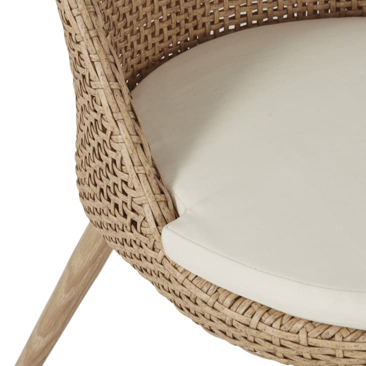 Maisons Du Monde Melio - Sillas De Jardín De Rejilla De Resina Efecto Ratán Con Cojín Color Crudo (x2)