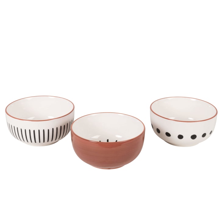 Maisons Du Monde Meryem - Set De 3 Cuencos Para Aperitivos De Gres Blanco Negro Y Marrón