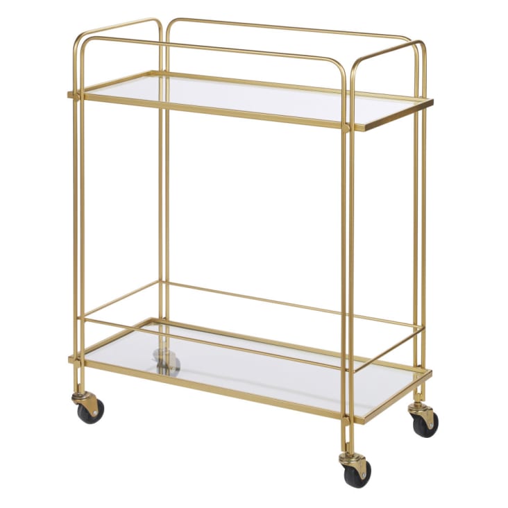 Maisons Du Monde Mesa Auxiliar De Cristal Transparente Y Metal Dorado