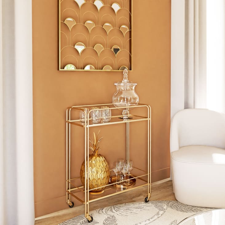 Maisons Du Monde Mesa Auxiliar De Cristal Transparente Y Metal Dorado