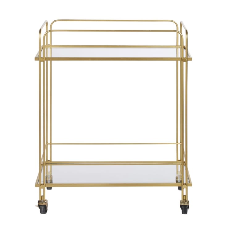 Maisons du Monde Mesa auxiliar de cristal transparente y metal dorado