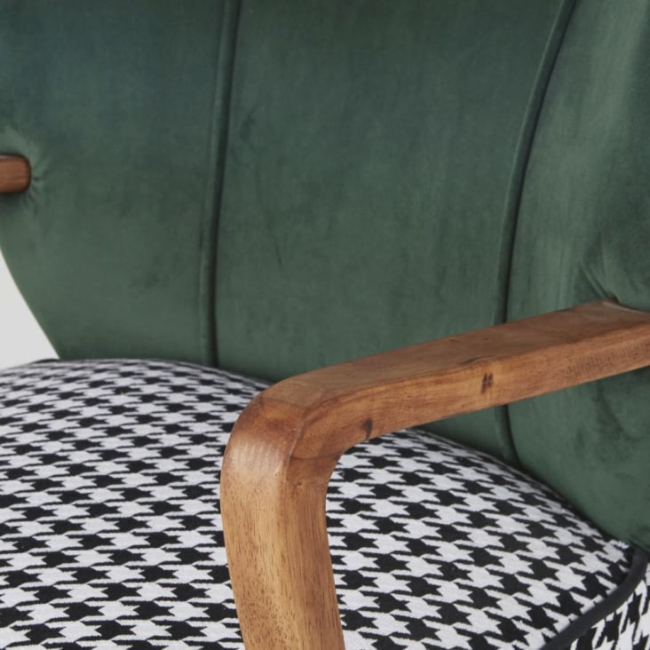 Maisons Du Monde Meyer - Sillón Vintage De Terciopelo Verde Con Estampado De Pata De Gallo