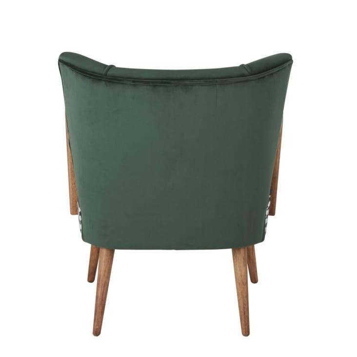Maisons Du Monde Meyer - Sillón Vintage De Terciopelo Verde Con Estampado De Pata De Gallo