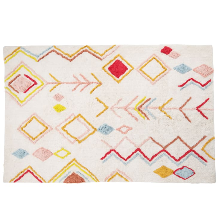 Maisons du Monde Mia - Alfombra infantil de estilo bereber de algodón reciclado con dibujos multicolor 120x180