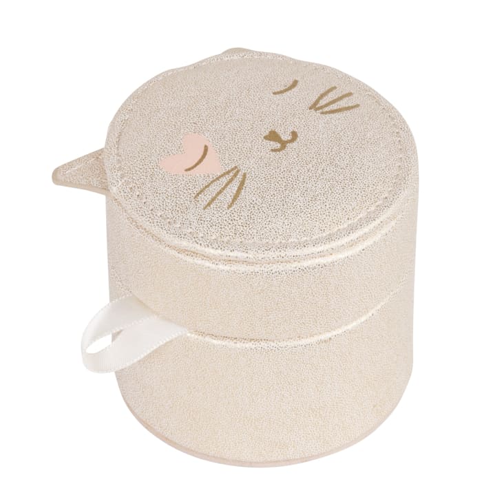 Maisons du Monde MIAOU - Joyero redondo con forma de gato beige y dorado