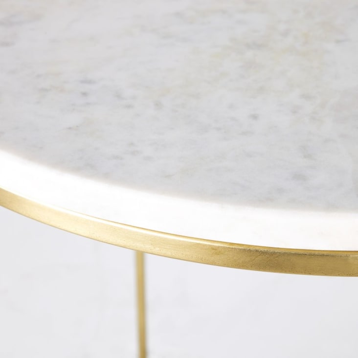 Maisons Du Monde Midtown - 2 Mesitas De Noche De Metal Dorado Y Mármol Blanco
