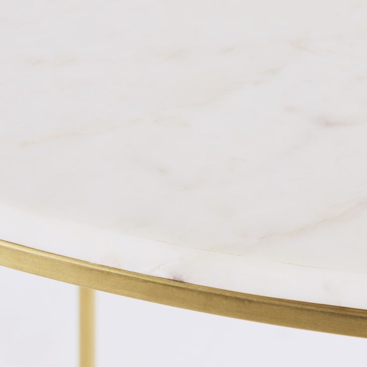 Maisons Du Monde Midtown - Consola Redondeada De Metal Color Latón Y Mármol Blanco