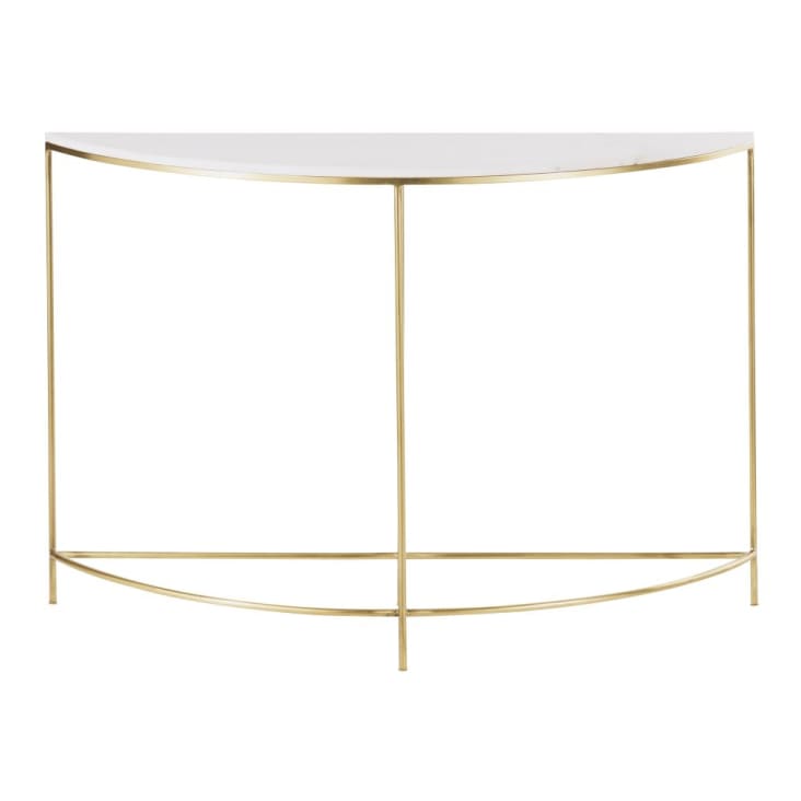 Maisons du Monde Midtown - Consola redondeada de metal color latón y mármol blanco