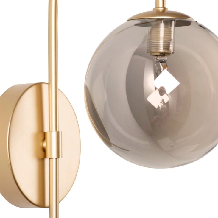 Maisons Du Monde Milazzo - Aplique De Metal Dorado Y Globo De Vidrio Gris Oscuro