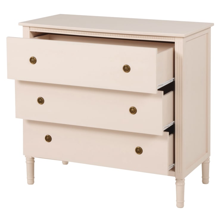 Maisons Du Monde Milie - Cómoda Compatible Con Cambiador Con 3 Cajones En Rosa Empolvado