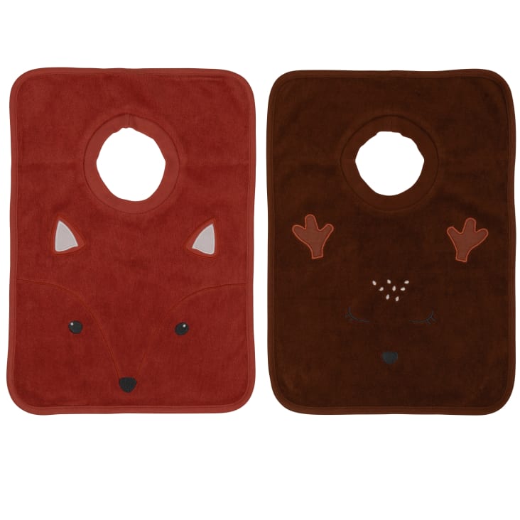 Maisons du Monde Mimizan - Baberos de algodón color naranja marrón y blanco (x2)