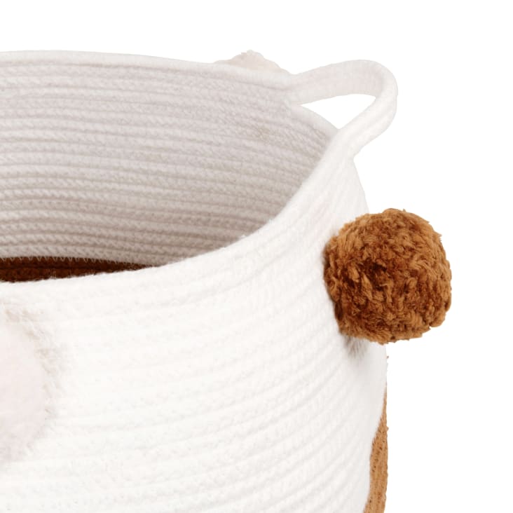 Maisons Du Monde Mimizan - Cesta De Almacenamiento Marrón Y Blanco Con Borlas