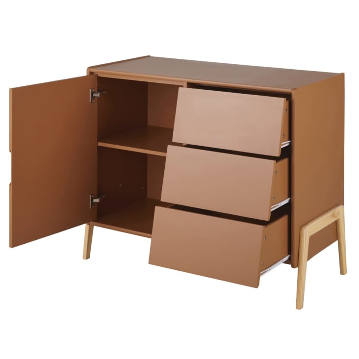 Maisons Du Monde Mimizan - Cómoda Doble Compatible Con Cambiador Con 1 Puerta Y 3 Cajones En Marrón Caramelo