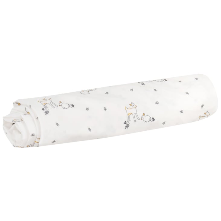 Maisons du Monde Mimizan - Sábana bajera de algodón orgánico con conejo y ciervo bicolor 60x120