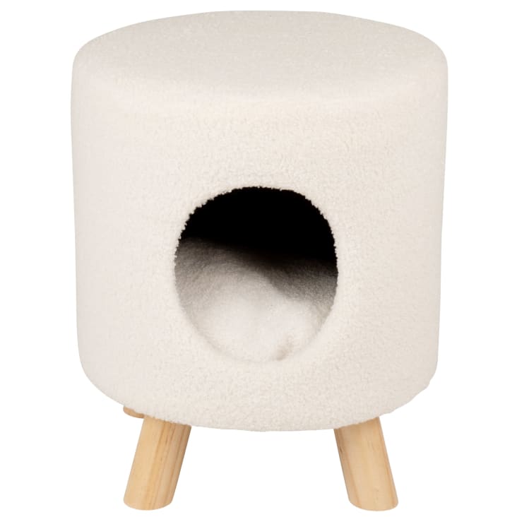 Maisons du Monde Mini caseta de tela para mascotas de tela rizada blanca