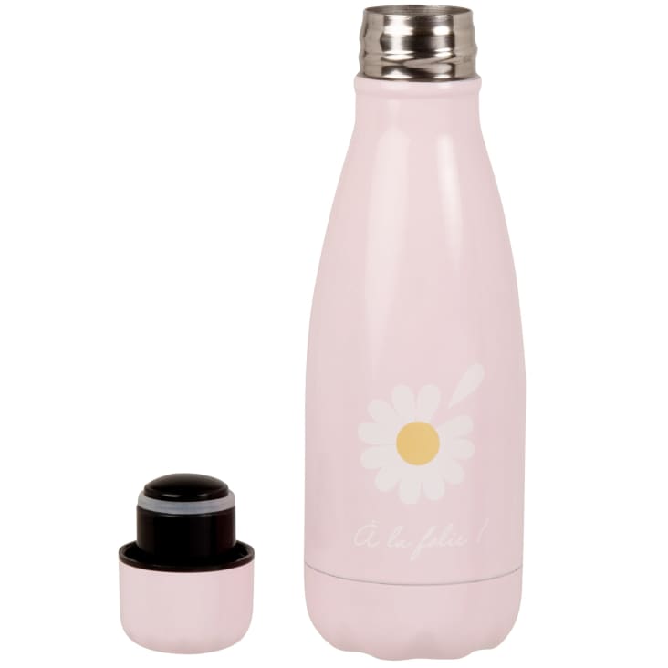 Maisons Du Monde Mini Daisy - Botella De Acero Inoxidable Rosa Y Blanca De 0 350 L