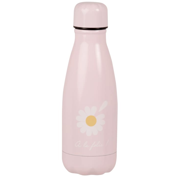 Maisons du Monde Mini daisy - Botella de acero inoxidable rosa y blanca de 0 350 L
