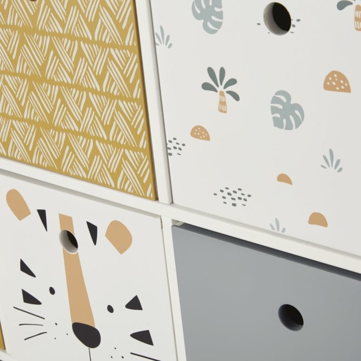 Maisons Du Monde Mini Jungle - Cajonera De 9 Cajones Con Estampado Sabana