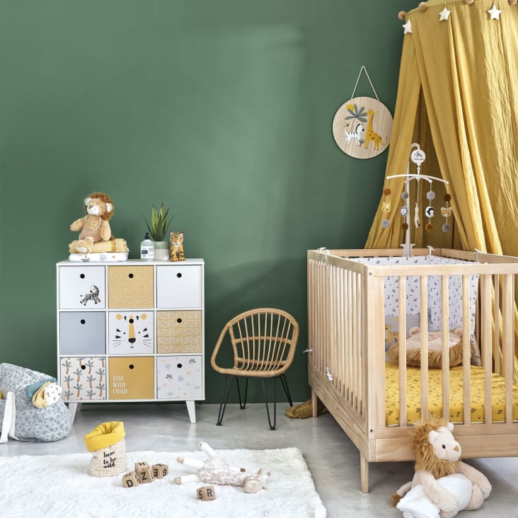 Maisons Du Monde Mini Jungle - Cajonera De 9 Cajones Con Estampado Sabana